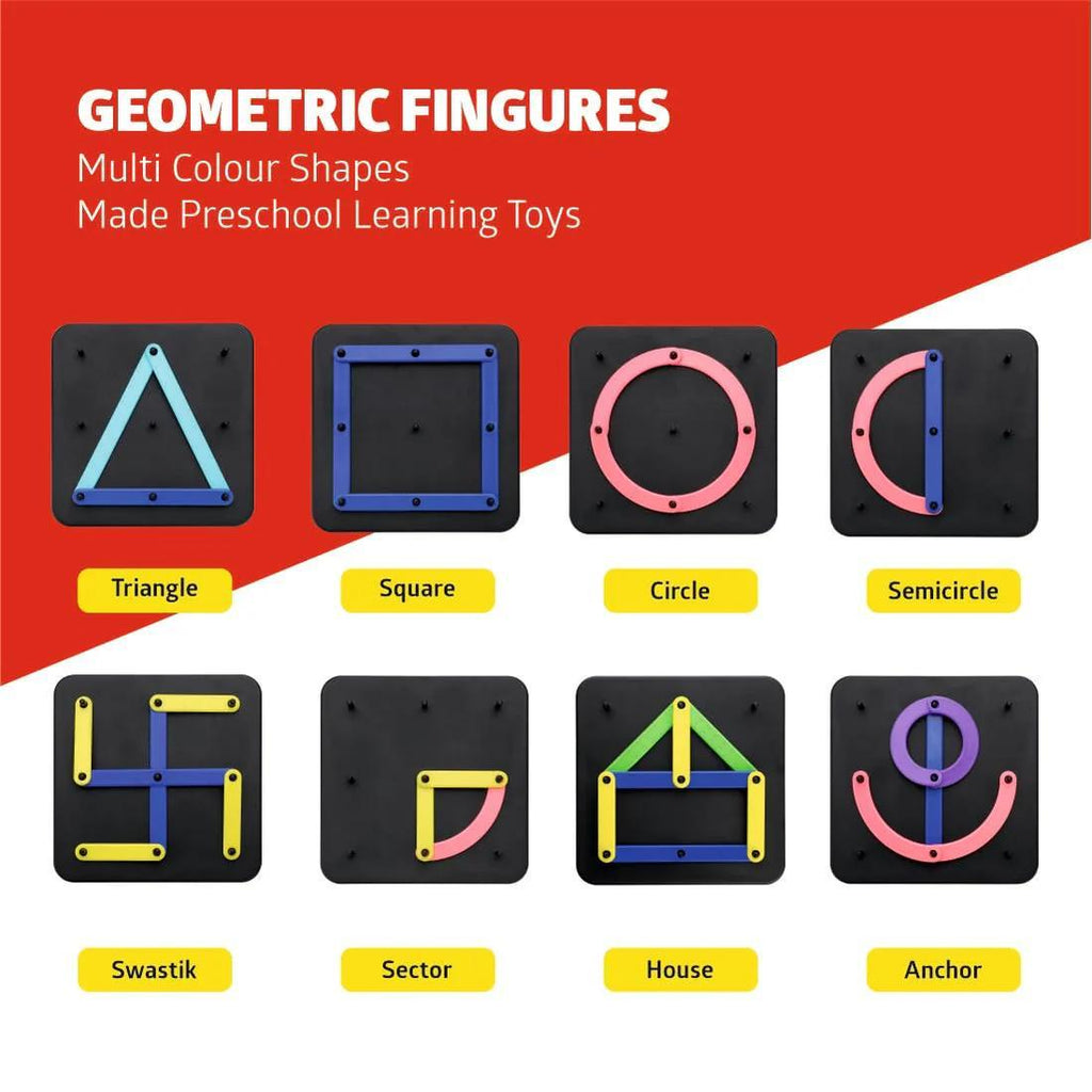 Geometric Figures Learning Board – Multicolor Shape Puzzle for Preschool Kids
