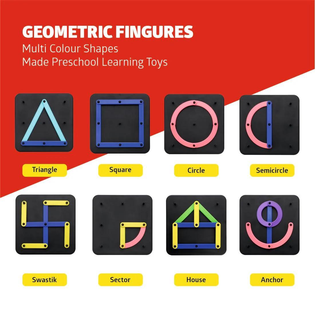 Geometric Figures Learning Board – Multicolor Shape Puzzle for Preschool Kids