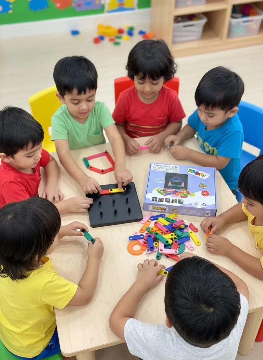 Geometric Figures Learning Board – Multicolor Shape Puzzle for Preschool Kids